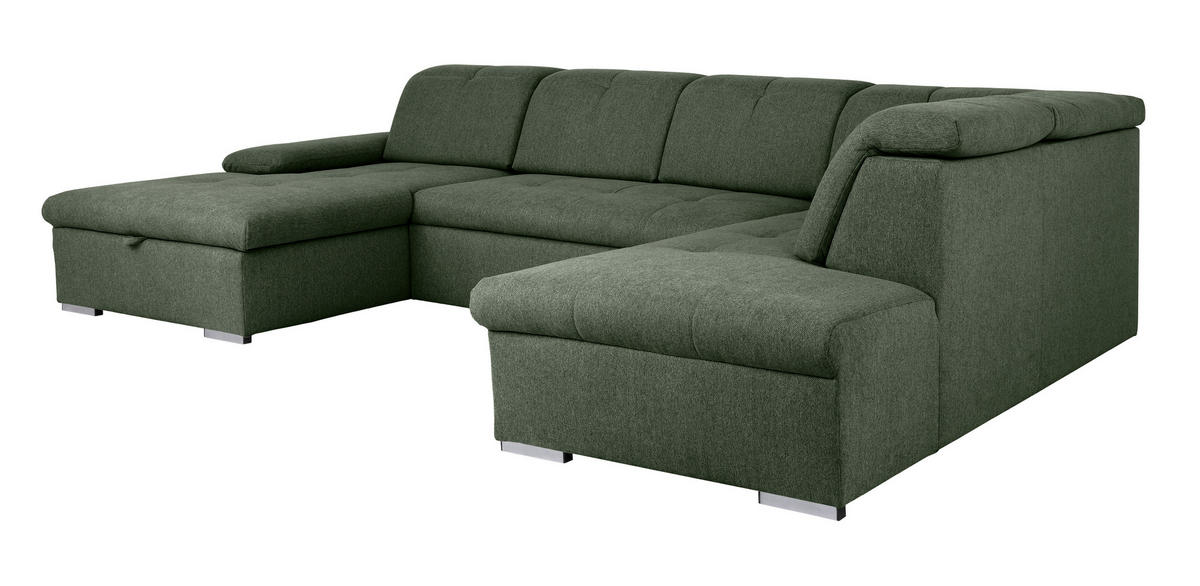 WOHNLANDSCHAFT Grün  - Grau/Grün, Design, Textil/Metall (173/328/215cm) - MID.YOU