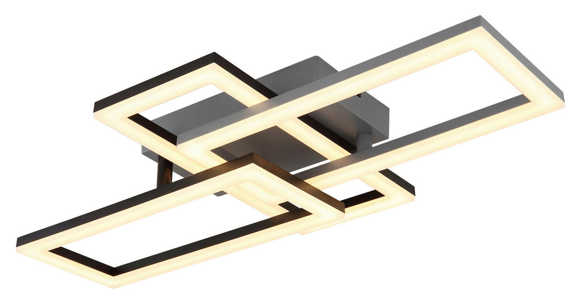 LED-DECKENLEUCHTE    61,4/34,1/9,3 cm  - Opal/Schwarz, Design, Kunststoff (61,4/34,1/9,3cm) - Globo
