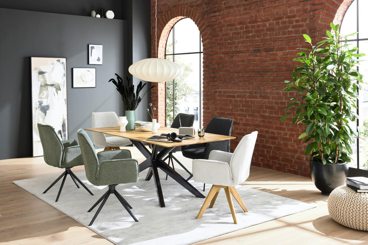 ESSTISCH Eichefarben rechteckig  in verschiedenen Größen erhältlich, in verschiedenen Holzarten erhältlich, Variantenauswahl  - Eichefarben/Schwarz, Design, Holz/Metall (200/100/77cm) - Musterring