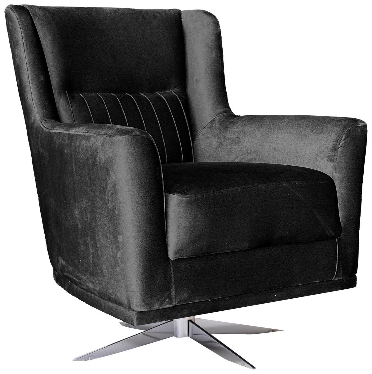 SESSEL in Velours Schwarz  - Chromfarben/Schwarz, Design, Textil/Metall (70/96/75cm) - Livetastic