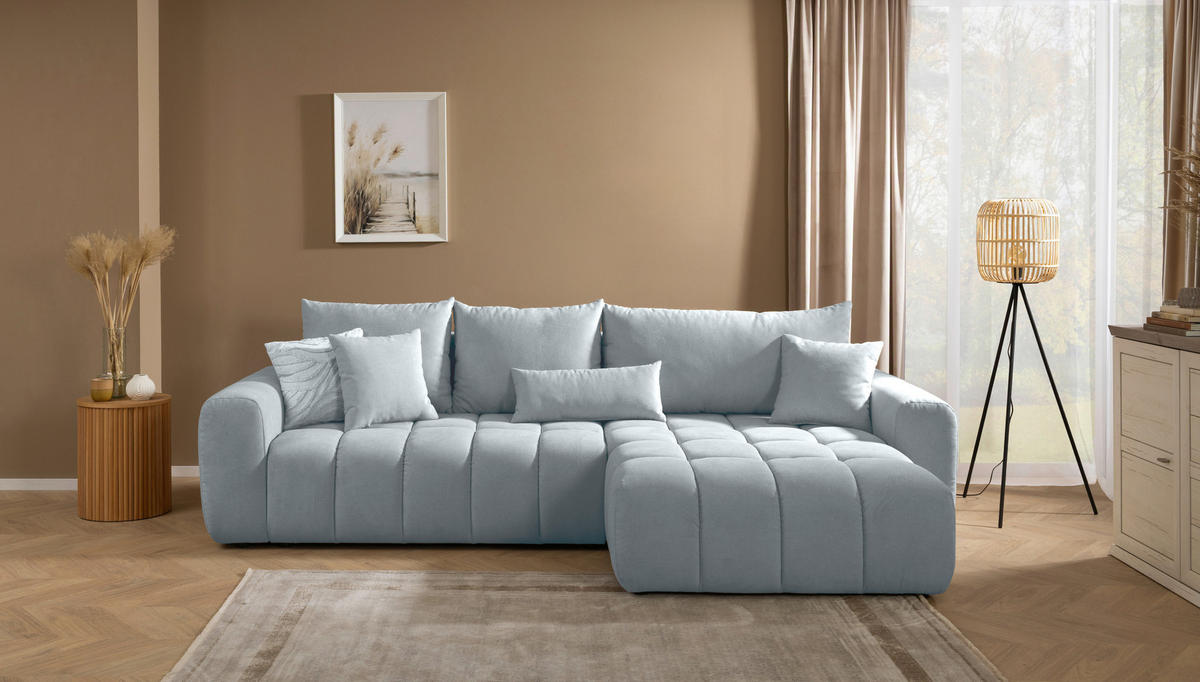 ECKSOFA Grau Velours  - Schwarz/Grau, KONVENTIONELL, Kunststoff/Textil (298/168cm) - Carryhome