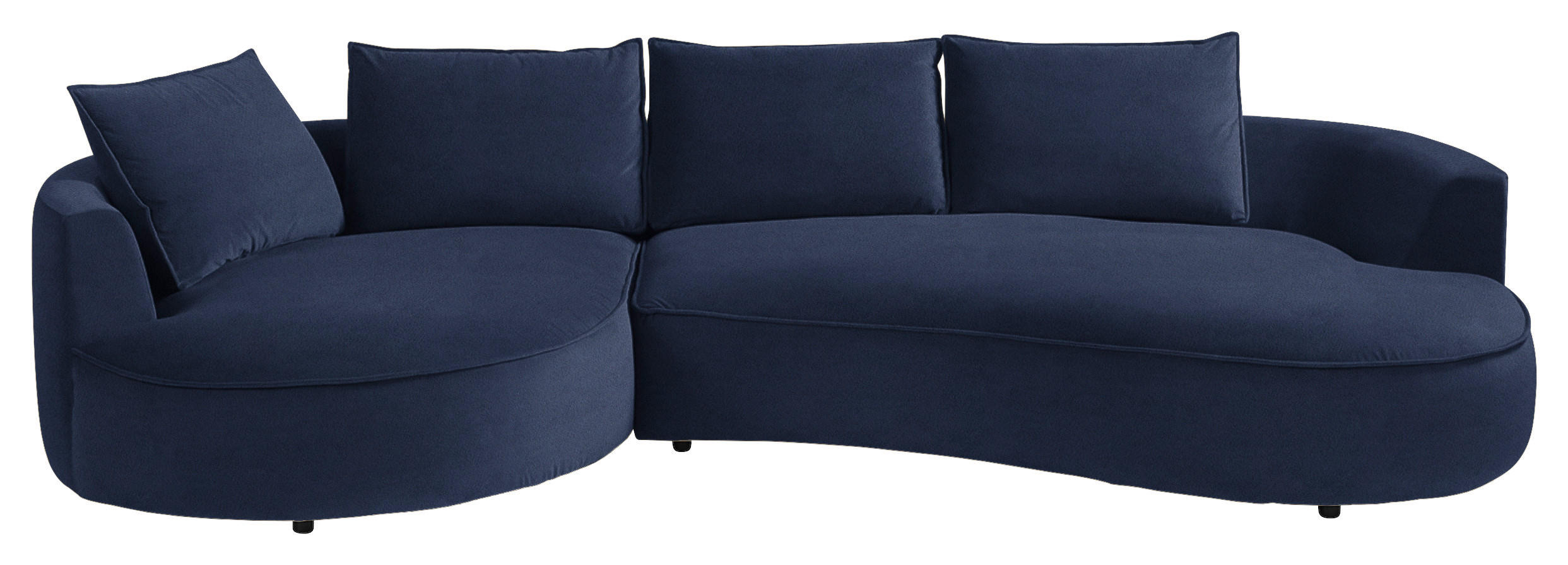BIGSOFA Samt Dunkelblau  - Schwarz/Dunkelblau, Design, Kunststoff/Textil (154/82/322cm) - home24