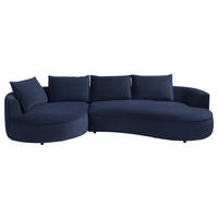 BIGSOFA in Samt Dunkelblau  - Schwarz/Dunkelblau, Design, Kunststoff/Textil (154/82/322cm) - home24