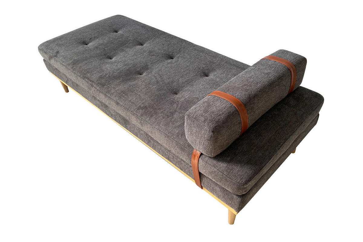 CHAISELONGUE Struktur Anthrazit  - Anthrazit/Naturfarben, MODERN, Holz/Textil (180/42/75cm) - Livetastic