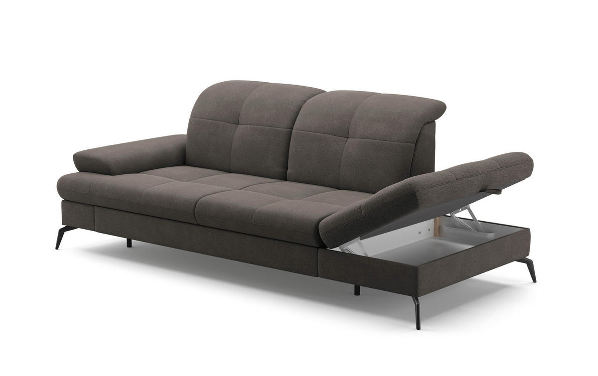 RÉCAMIERE in Flachgewebe Graphitfarben  - Schwarz/Graphitfarben, Konventionell, Textil/Metall (231/90/122cm) - Sit & More