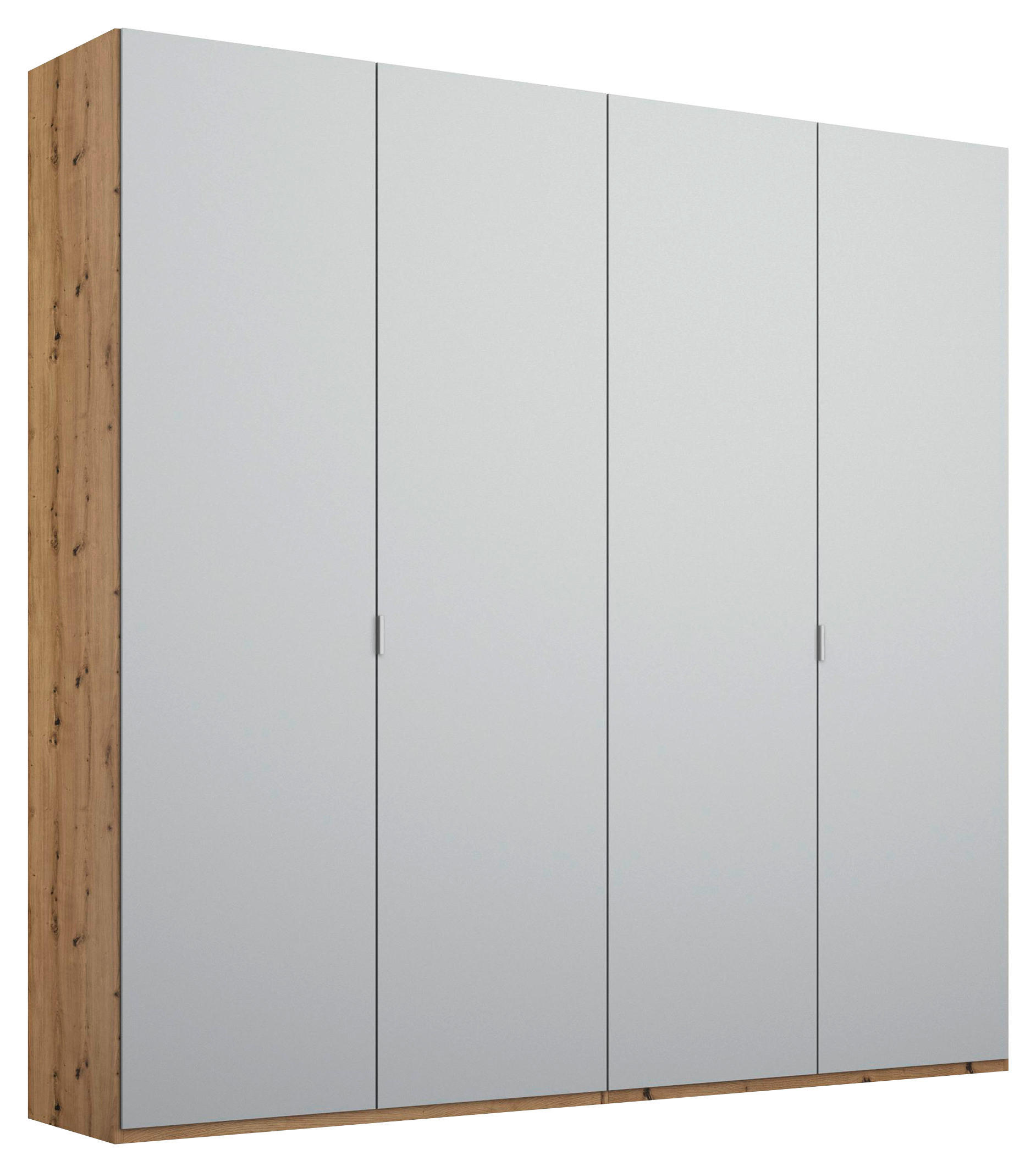 DREHTÜRENSCHRANK 4-türig Grau, Eichefarben  - Eichefarben/Alufarben, Trend, Holzwerkstoff/Metall (201/223/60cm) - Stylife