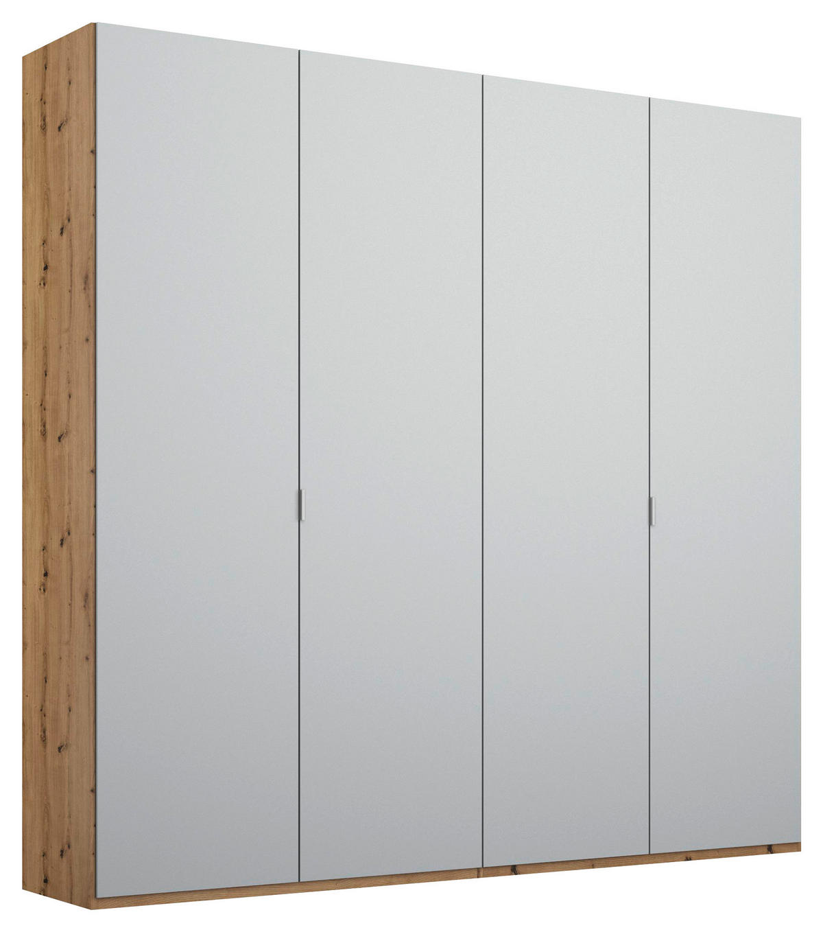 DREHTÜRENSCHRANK 4-türig Grau, Eichefarben  - Eichefarben/Alufarben, Trend, Holzwerkstoff/Metall (201/223/60cm) - Stylife