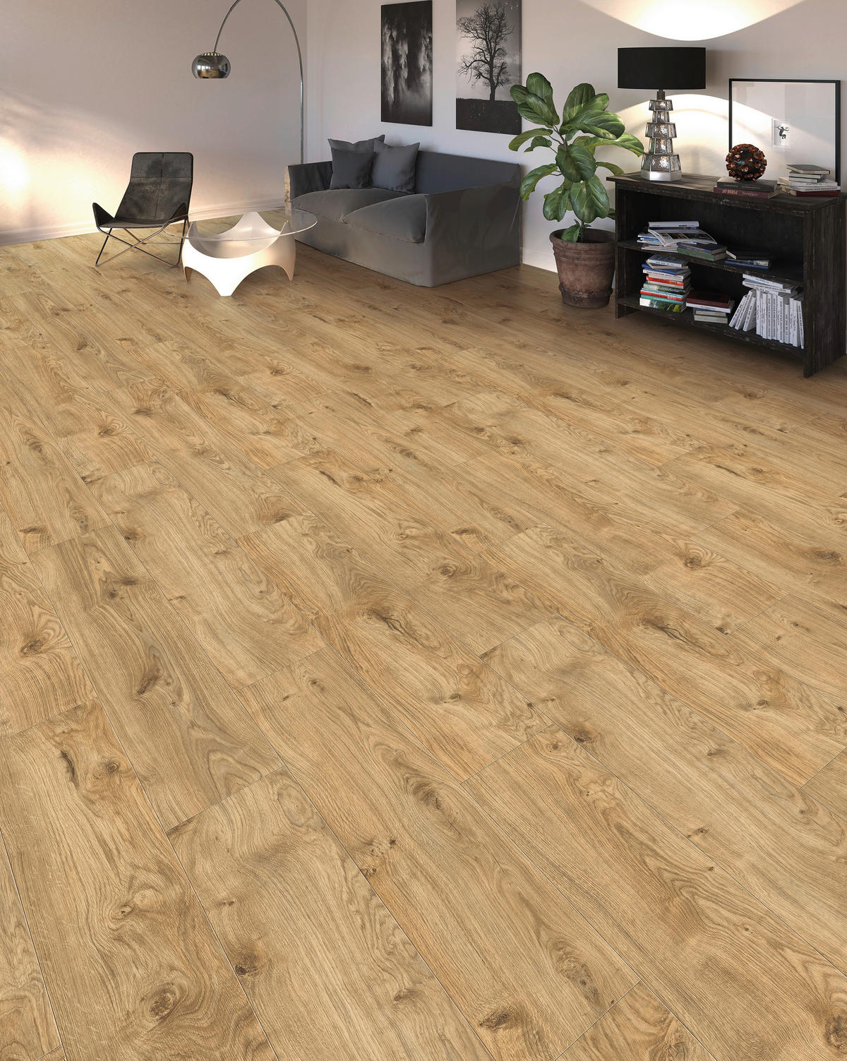 DESIGNBODEN Hydrostar Eiche Alba  per  m² - Naturfarben, Basics, Holzwerkstoff (128.2/23.5/0.65cm) - Haro
