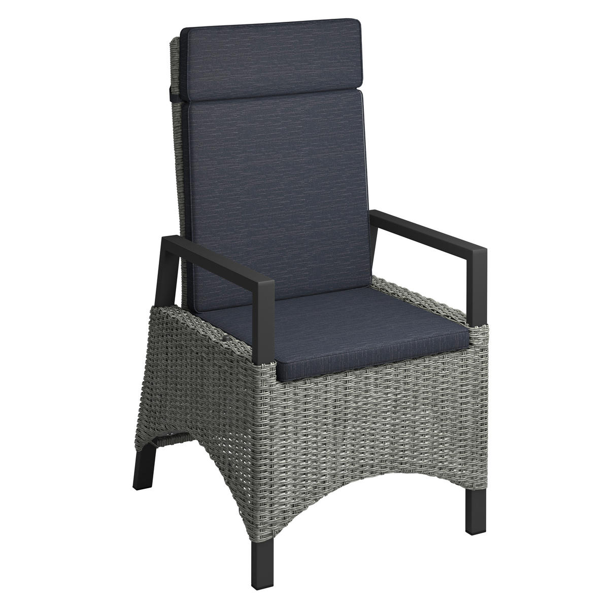 GARTENSESSEL Aluminium Anthrazit, Grau  - Anthrazit/Grau, Design, Kunststoff/Textil (57/110/68cm) - Ambia Garden