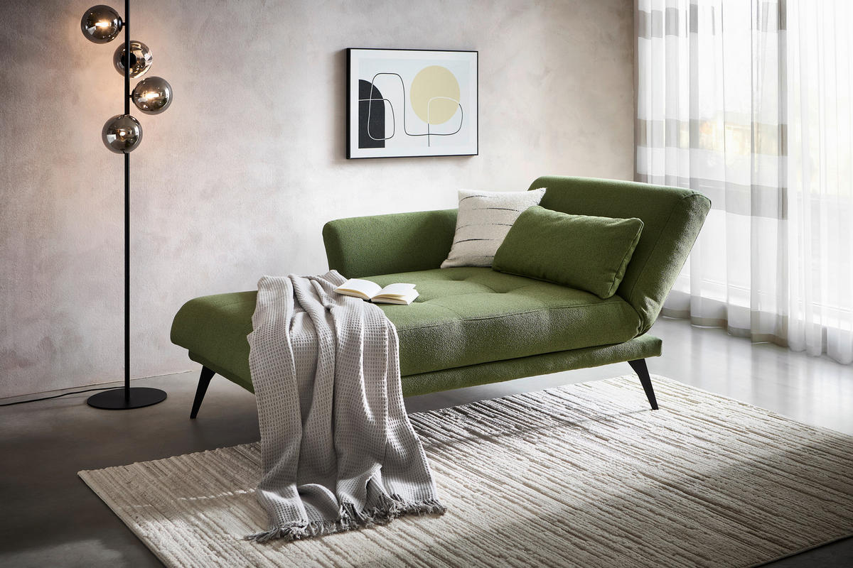 RÉCAMIERE Amira Dunkelgrün  - Dunkelgrün/Schwarz, KONVENTIONELL, Textil/Metall (200/85/106cm) - Novel