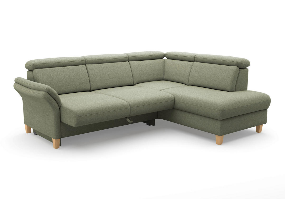ECKSOFA Flachgewebe Olivgrün  - Eichefarben/Olivgrün, Konventionell, Holz/Textil (247/193cm) - Sit & More