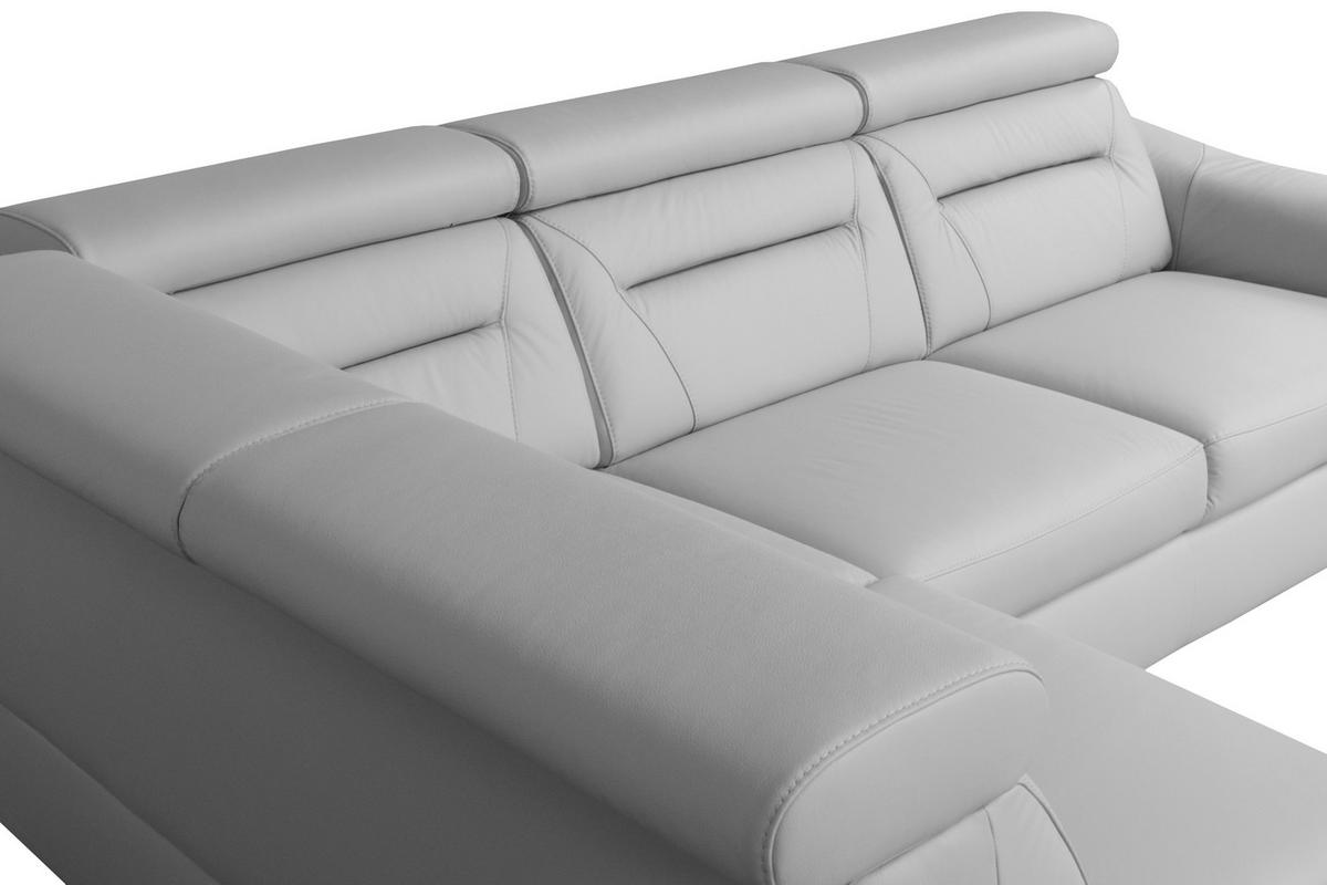 ECKSOFA  in Lederlook Echtleder Platinfarben  - Platinfarben/Wengefarben, Design, Leder/Holz (212/260cm) - Celina Home