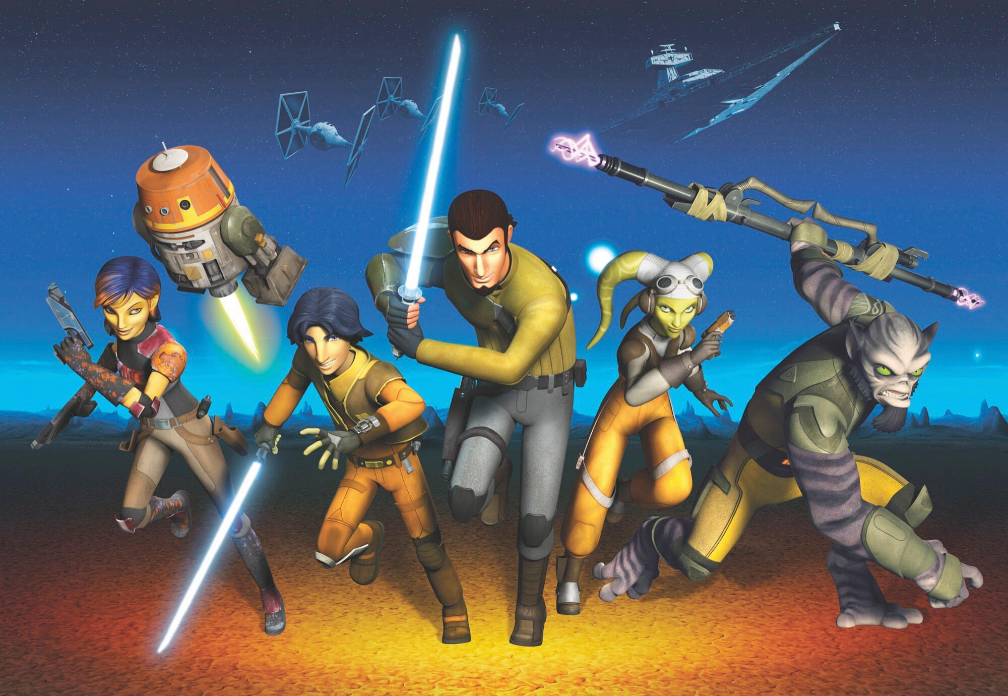 Star Wars Fototapete Star Wars Blau, Gelb, Grau 368x254 cm