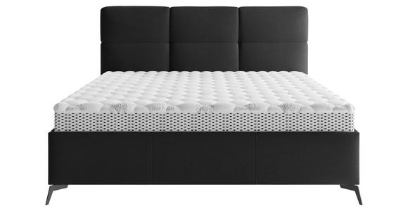 POLSTERBETT gepolstertes Kopfteil, Lattenrost Schwarz 140/200 cm  - Schwarz/Bronzefarben, MODERN, Holz/Textil (140/200cm) - Carryhome