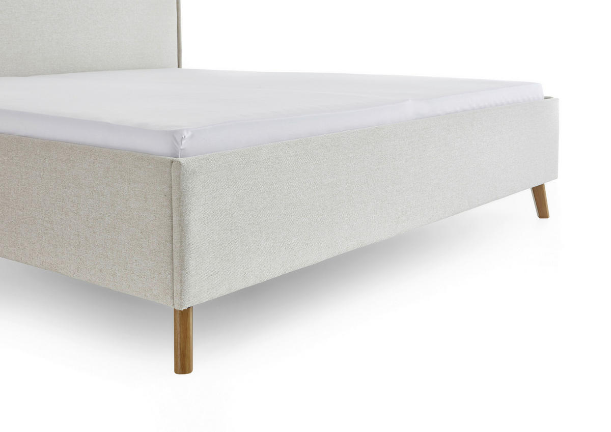 POLSTERBETT 180/200 cm,  in Beige,  - Eichefarben/Beige, Basics, Holz/Textil (180/200cm) - Boxxx