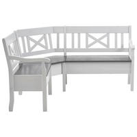 ECKBANK 170/147 cm Grau, Weiß Kiefer massiv   - Weiß/Grau, ROMANTIK / LANDHAUS, Holz (170/147cm) - Boxxx