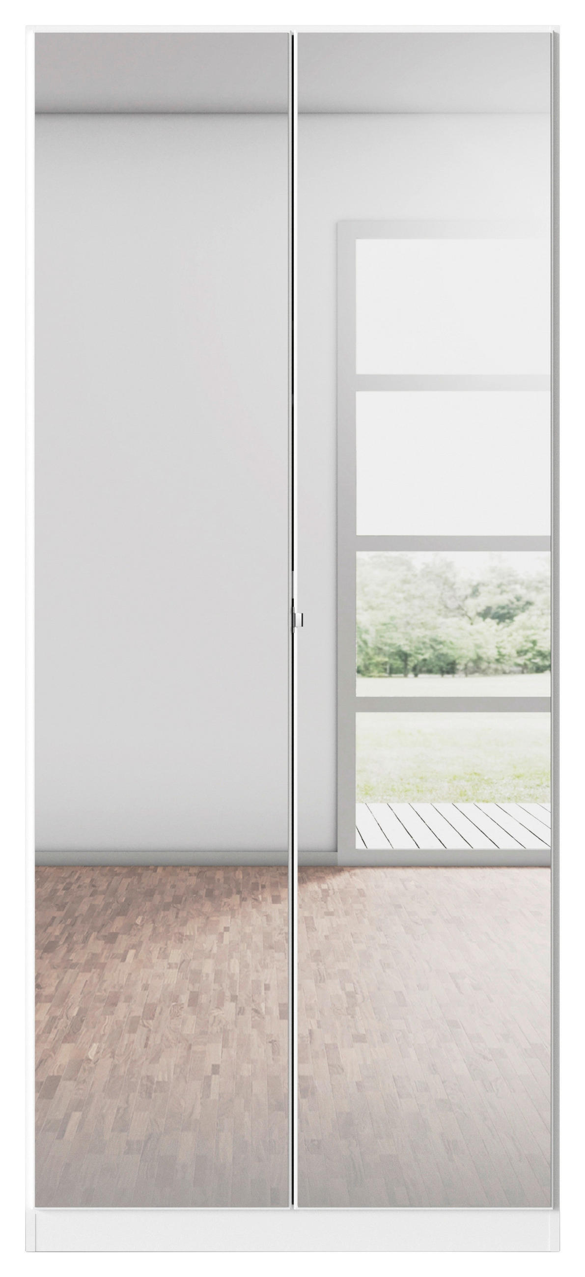 DREHTÜRENSCHRANK 91/210/54 cm 2-türig Weiß  - Chromfarben/Weiß, MODERN, Glas/Holzwerkstoff (91/210/54cm) - Rauch Möbel
