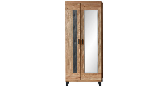 GARDEROBENSCHRANK 86/201/38 cm  - Eichefarben/Dunkelgrau, Natur, Holz/Holzwerkstoff (86/201/38cm) - Linea Natura