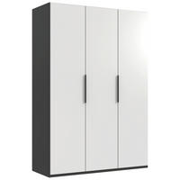 DREHTÜRENSCHRANK in Graphitfarben, Weiss  - Weiss/Schwarz, Konventionell, Holzwerkstoff/Metall (150/236/58cm) - Hom`in