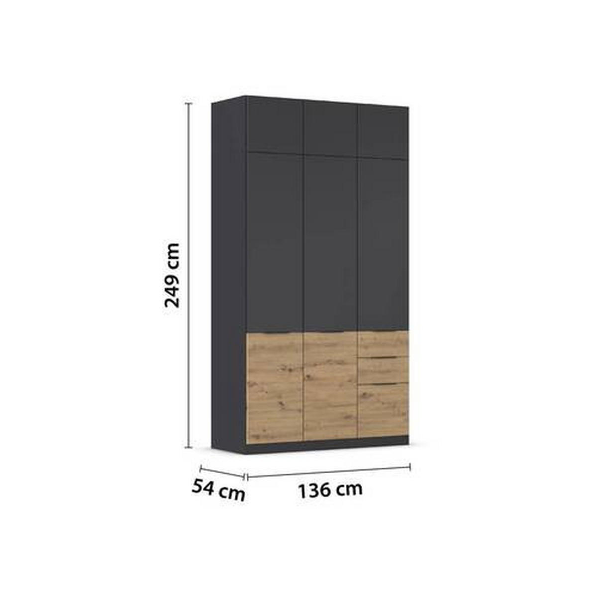 AUFSATZSCHRANK 136/39/54 cm  in  - Grau, KONVENTIONELL, Holzwerkstoff (136/39/54cm) - James Wood