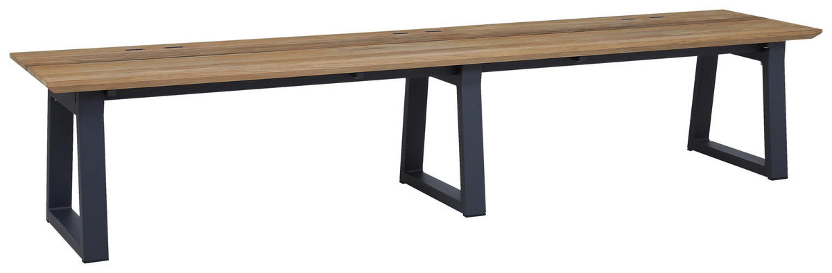 GARTENBANK Anthrazit, Teakfarben  - Anthrazit/Teakfarben, Modern, Holz/Metall (220/43/46cm) - Zebra 