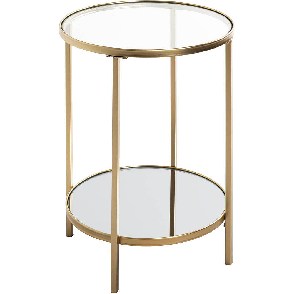 COUCHTISCH Porto Sicherheitsglas, Spiegelglas 39/39/55 cm rund Klar, Goldfarben  - Klar/Goldfarben, MODERN, Glas/Metall (39/39/55cm)