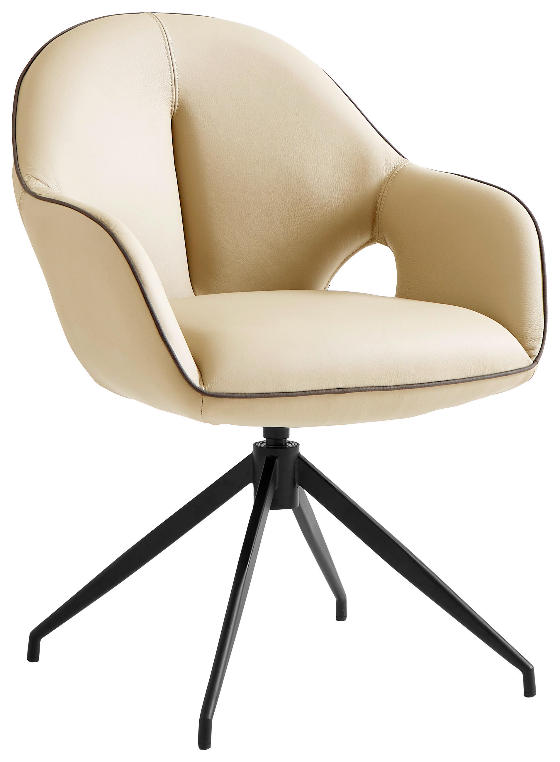 KAROSSZÉK krémszínű, fekete  - krémszínű/fekete, Design, bőr/fém (62/85/64cm) - Novel