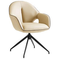 KAROSSZÉK krémszínű, fekete  - krémszínű/fekete, Design, bőr/fém (62/85/64cm) - Novel