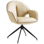 ARMLEHNSTUHL  Sitzfläche 360° drehbar, automatische Rückholfunktion  Echtleder  - Creme/Schwarz, Design, Leder/Metall (62/85/64cm) - Novel