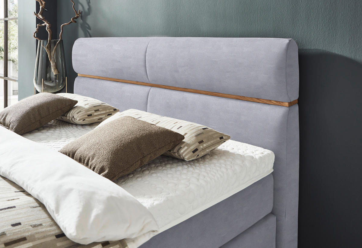 BOXSPRINGBETT 180/200 cm  in Grau, Eichefarben  - Eichefarben/Schwarz, KONVENTIONELL, Holz/Kunststoff (180/200cm) - Dieter Knoll