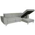 ECKSOFA in Cord Grau  - Silberfarben/Grau, Design, Textil/Metall (250/167cm) - Xora