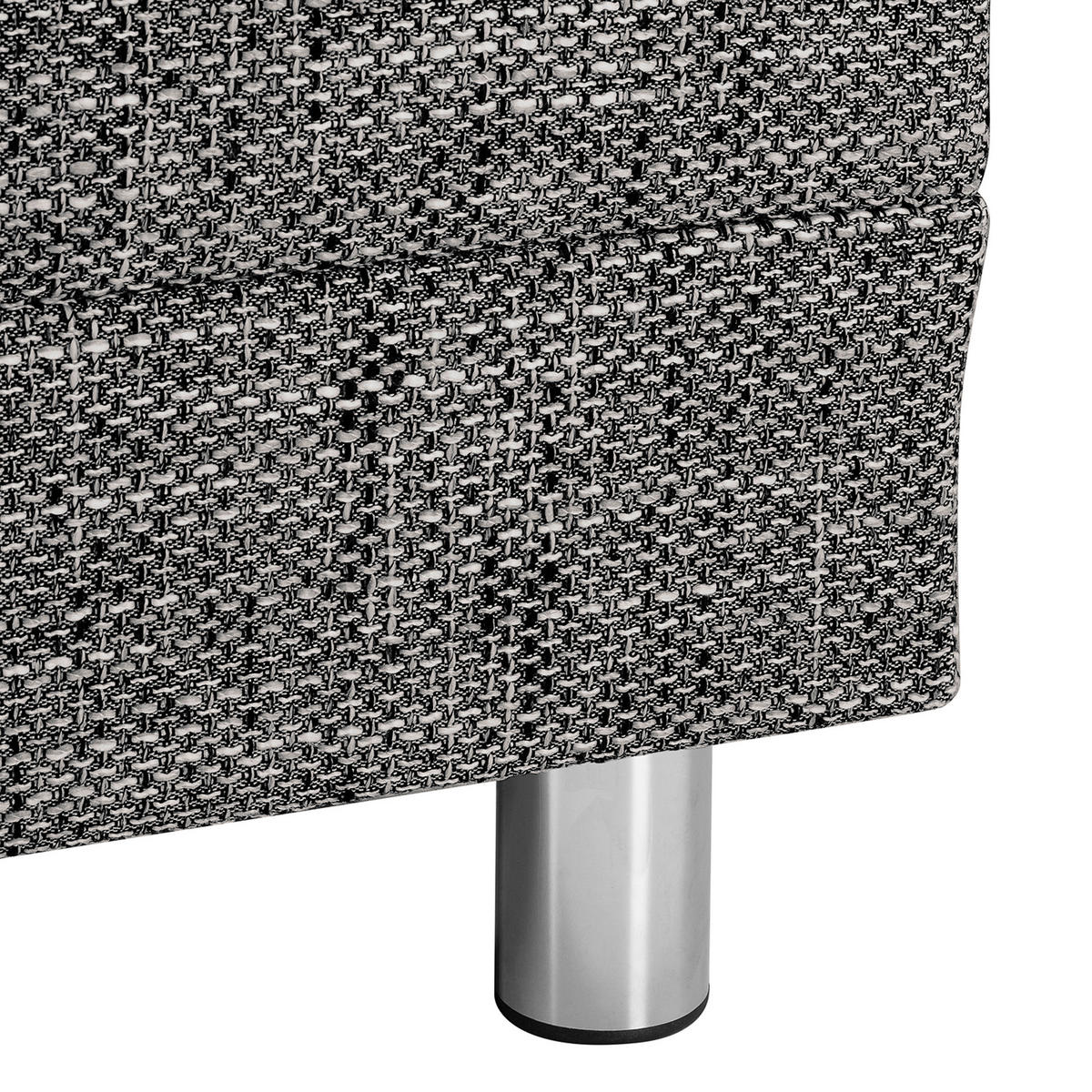 ECKSOFA in Struktur Schwarz  - Chromfarben/Schwarz, Design, Textil/Metall (144/200cm) - MID.YOU