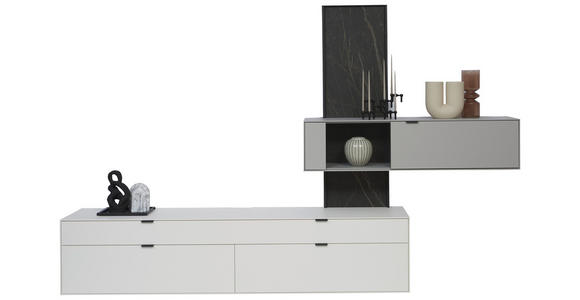 WOHNWAND  in Hellgrau  306/204,9/45,2 cm  - Hellgrau, Design, Glas/Keramik (306/204,9/45,2cm) - Dieter Knoll