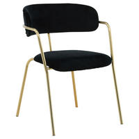 STUHL-SET 2 Stück  in Stahl Samt  - Messingfarben/Schwarz, Design, Textil/Metall (58/79/61cm) - Livetastic