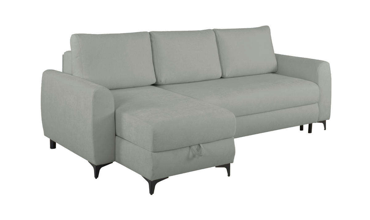 ECKSOFA Moli Dunkelgrau  - Dunkelgrau/Schwarz, Design, Textil/Metall (236/148cm) - MID.YOU