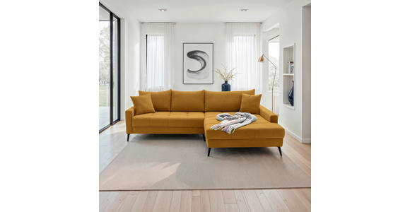 ECKSOFA  in Cord Currygelb  280/173 cm  - Currygelb/Schwarz, KONVENTIONELL, Textil/Metall (280/173cm) - Hom`in