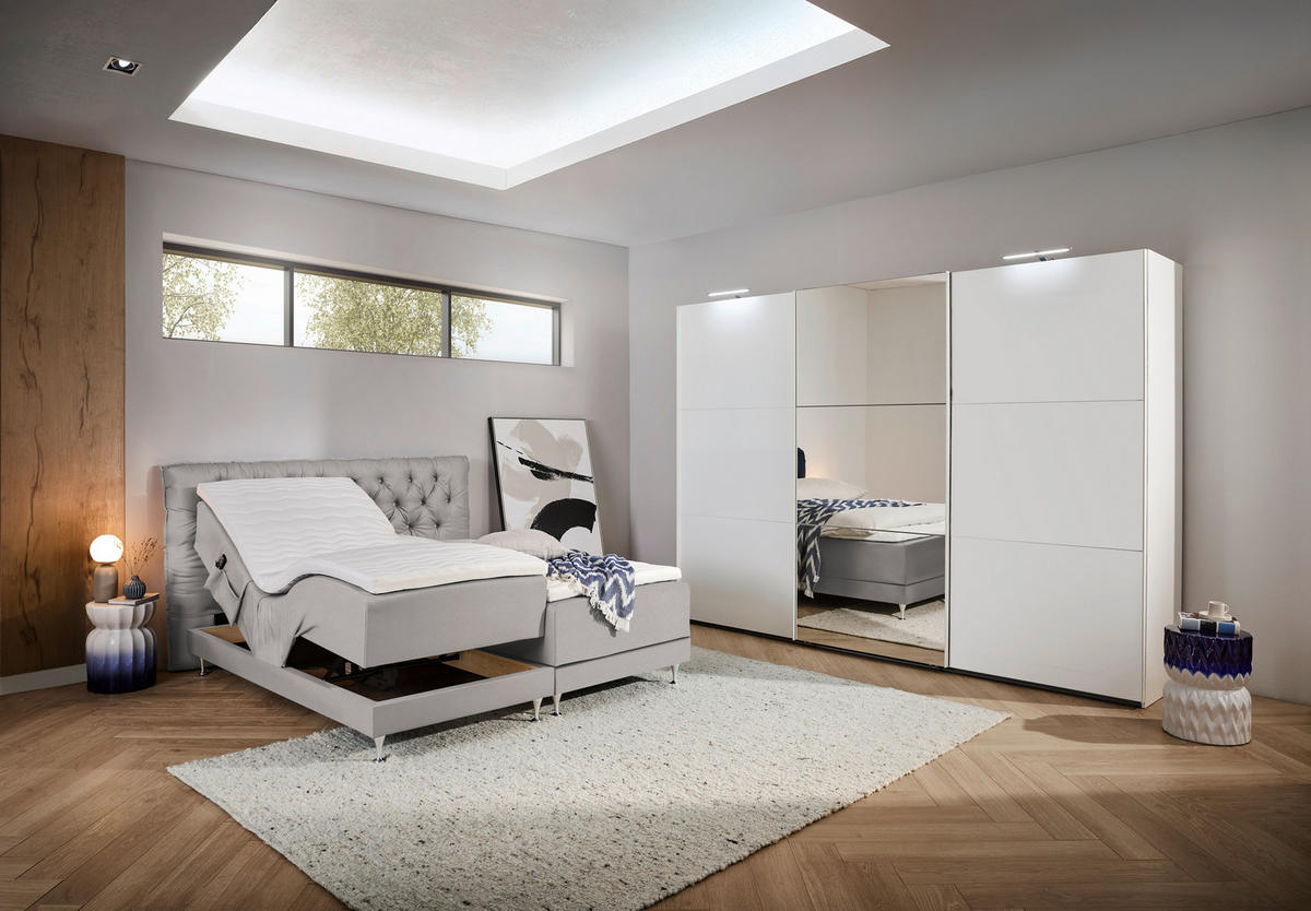 BOXSPRINGBETT 160/200 cm  Hellgrau  - Blau/Silberfarben, Basics, Holzwerkstoff/Textil (160/200cm) - Welnova