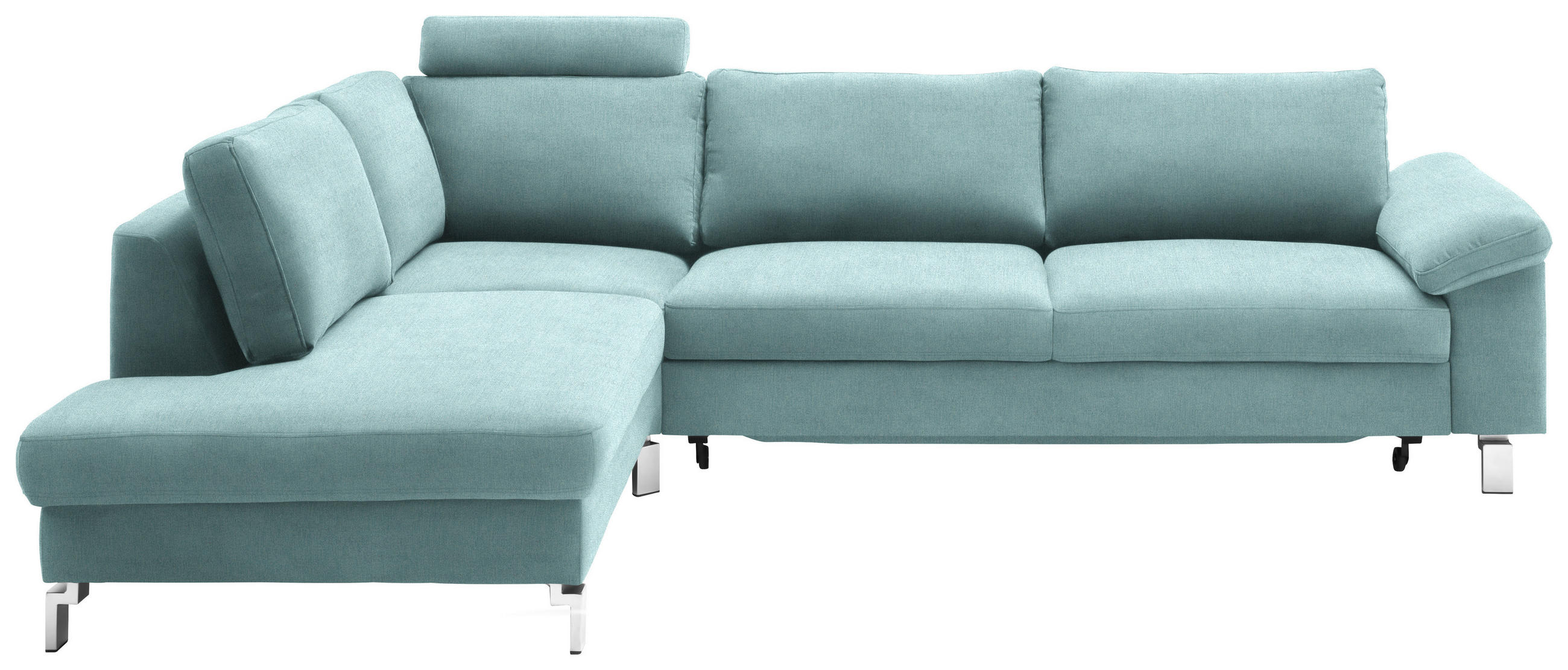 ECKSOFA in Velours Blau  - Chromfarben/Blau, Design, Textil/Metall (200/282cm) - Pure Home Lifestyle