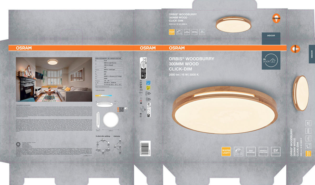 LED-DECKENLEUCHTE 30/6.5 cm  - Design, Kunststoff/Metall (30/6.5cm) - Osram
