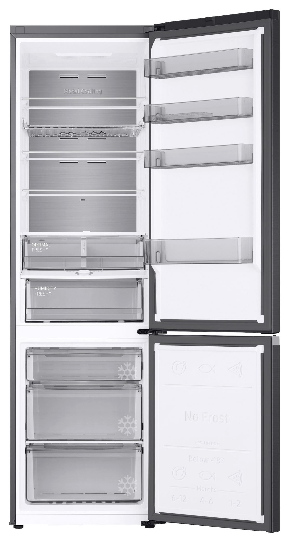 KÜHL-GEFRIER-KOMBINATION RB38C705CB1/EF  - Schwarz, Basics, Glas/Kunststoff (59,5/203/65,8cm) - Samsung