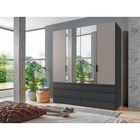 FALTTÜRENSCHRANK 200/216/58 cm 2-türig Graphitfarben, Grau, Sahara  - Schwarz/Graphitfarben, Design, Glas/Holzwerkstoff (200/216/58cm) - Boxxx