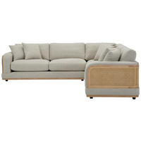 ECKSOFA WIENER GEFLECHT Beige, Creme Flachgewebe  - Beige/Creme, LIFESTYLE, Holz/Kunststoff (294/294cm) - Livetastic