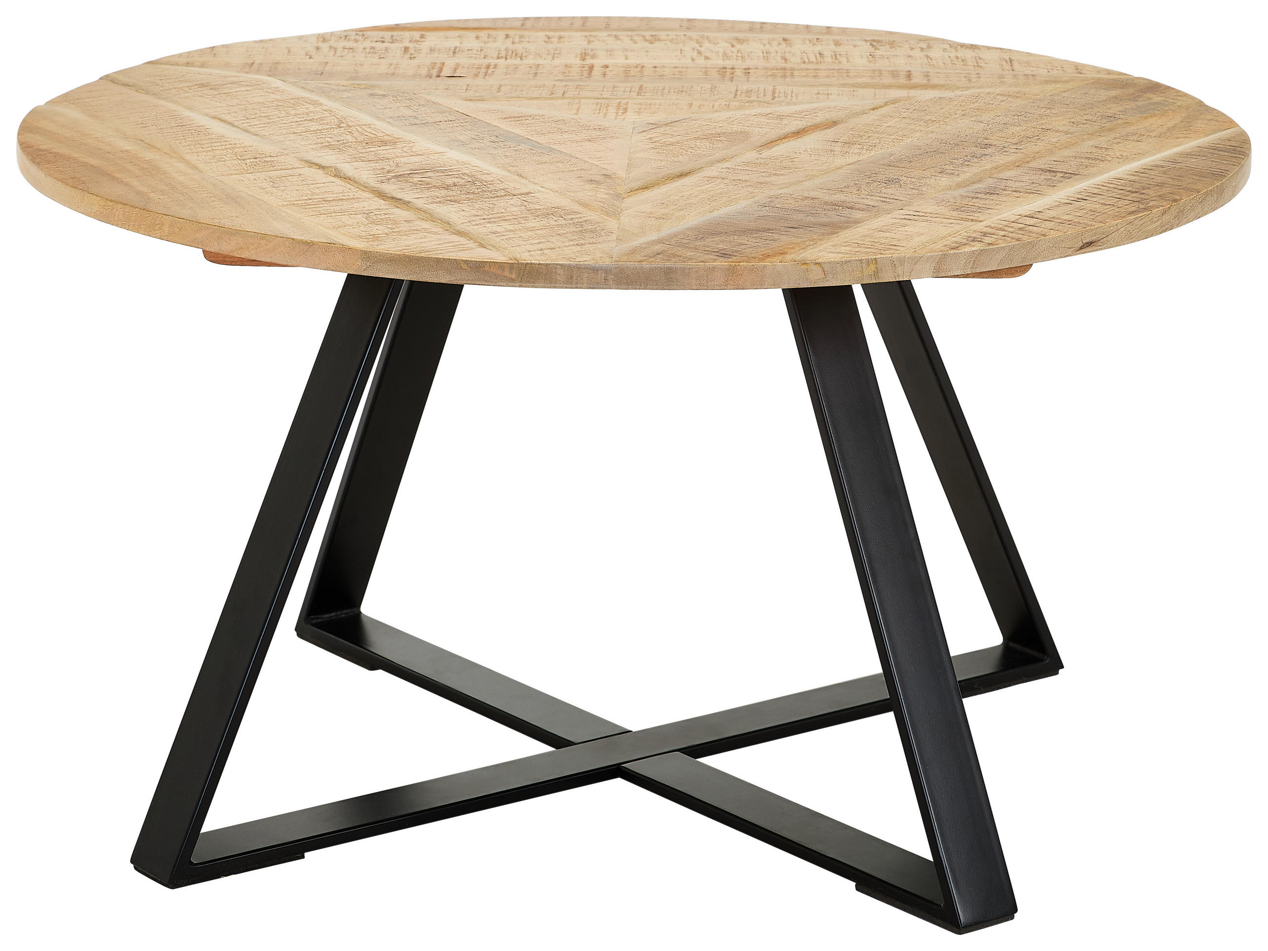 COUCHTISCH Mangoholz vollmassiv 80/80/45 cm rund Naturfarben  - Schwarz/Naturfarben, LIFESTYLE, Holz/Metall (80/80/45cm) - Landscape