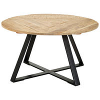 COUCHTISCH Mangoholz vollmassiv 80/80/45 cm rund Naturfarben  - Schwarz/Naturfarben, LIFESTYLE, Holz/Metall (80/80/45cm) - Landscape