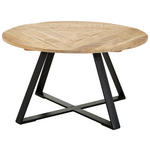 COUCHTISCH Mangoholz vollmassiv 80/80/45 cm rund Naturfarben  - Schwarz/Naturfarben, LIFESTYLE, Holz/Metall (80/80/45cm) - Landscape