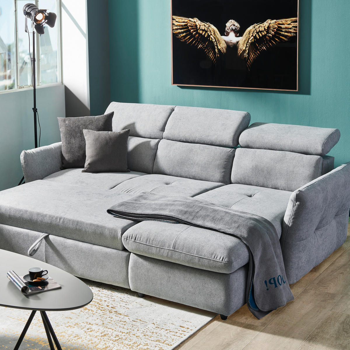 SEDEŽNA GARNITURA, mikrovlakna peščene barve, bež  - črna/bež, Design, umetna masa/tekstil (240/172cm) - Stylife