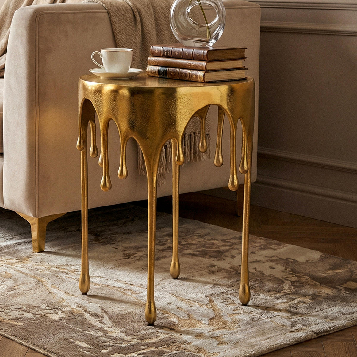 BEISTELLTISCH 43/43/56 cm Goldfarben rund  - Goldfarben, Design, Metall (43/43/56cm) - Livetastic