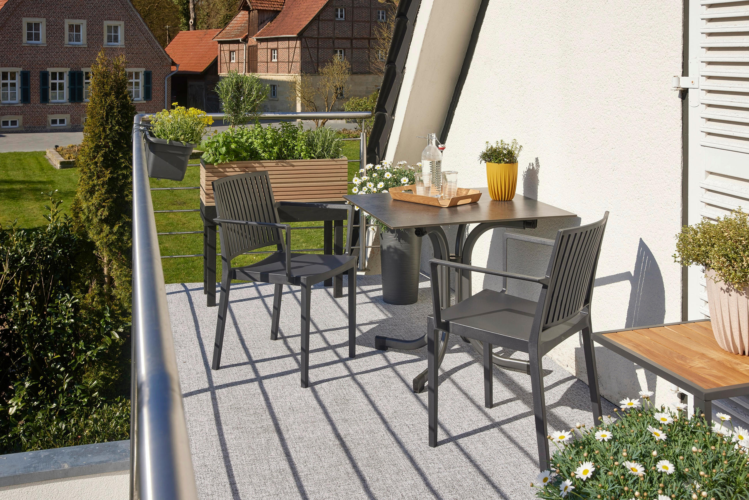 GARTENSESSEL-SET Anthrazit  - Anthrazit, Basics, Kunststoff (57/80/56cm) - Siena Garden