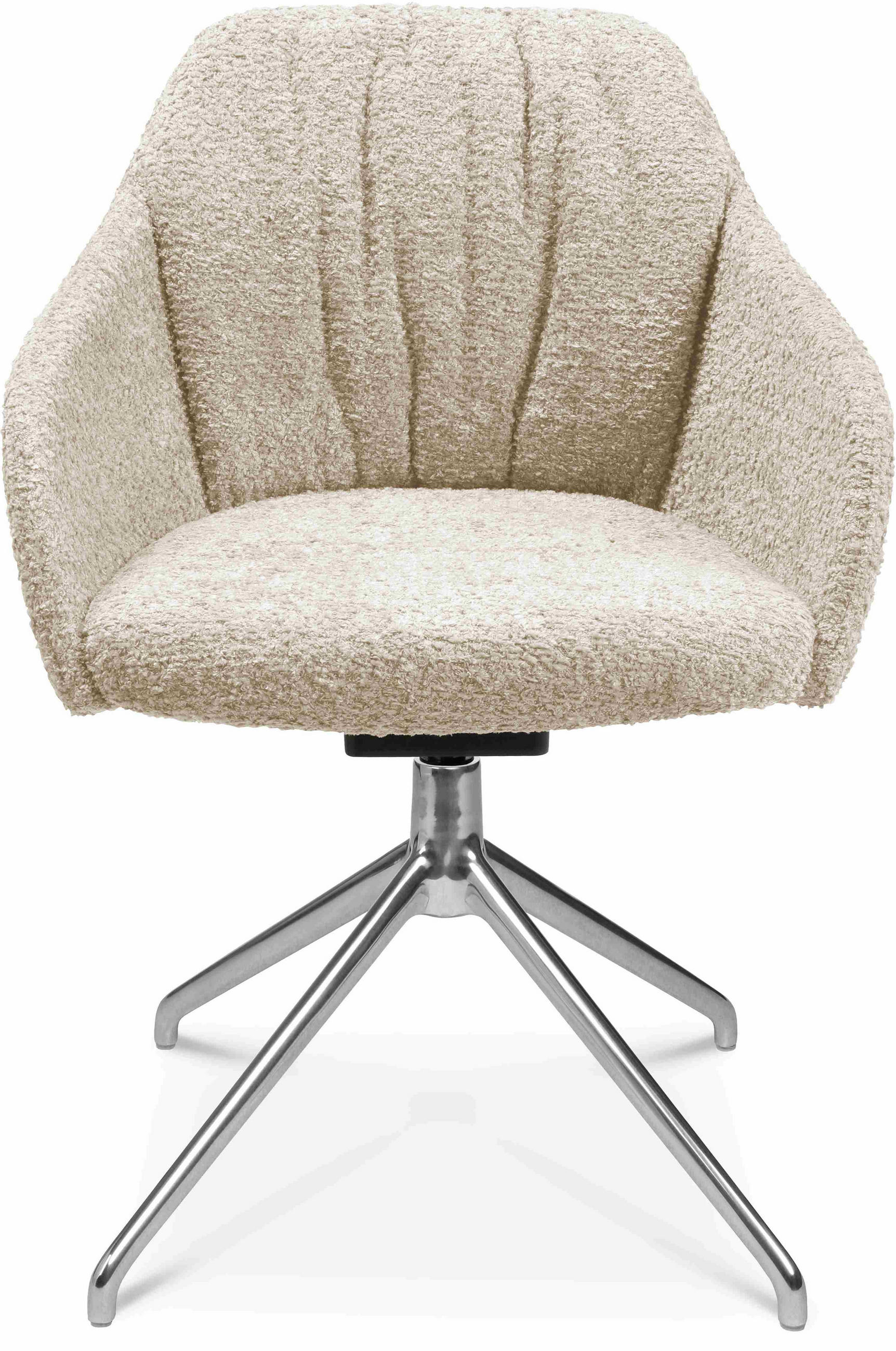 ARMLEHNSTUHL in Aluminium Bouclé - Creme/Alufarben, Design, Textil/Metall (58/81,5-84,5/60cm) - Johann Jakob