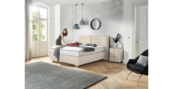 BOXSPRINGBETT 180/200 cm,  in Beige, Matratze, H2 + H2 = mittel  - Chromfarben/Beige, KONVENTIONELL, Textil (180/200cm) - Dieter Knoll